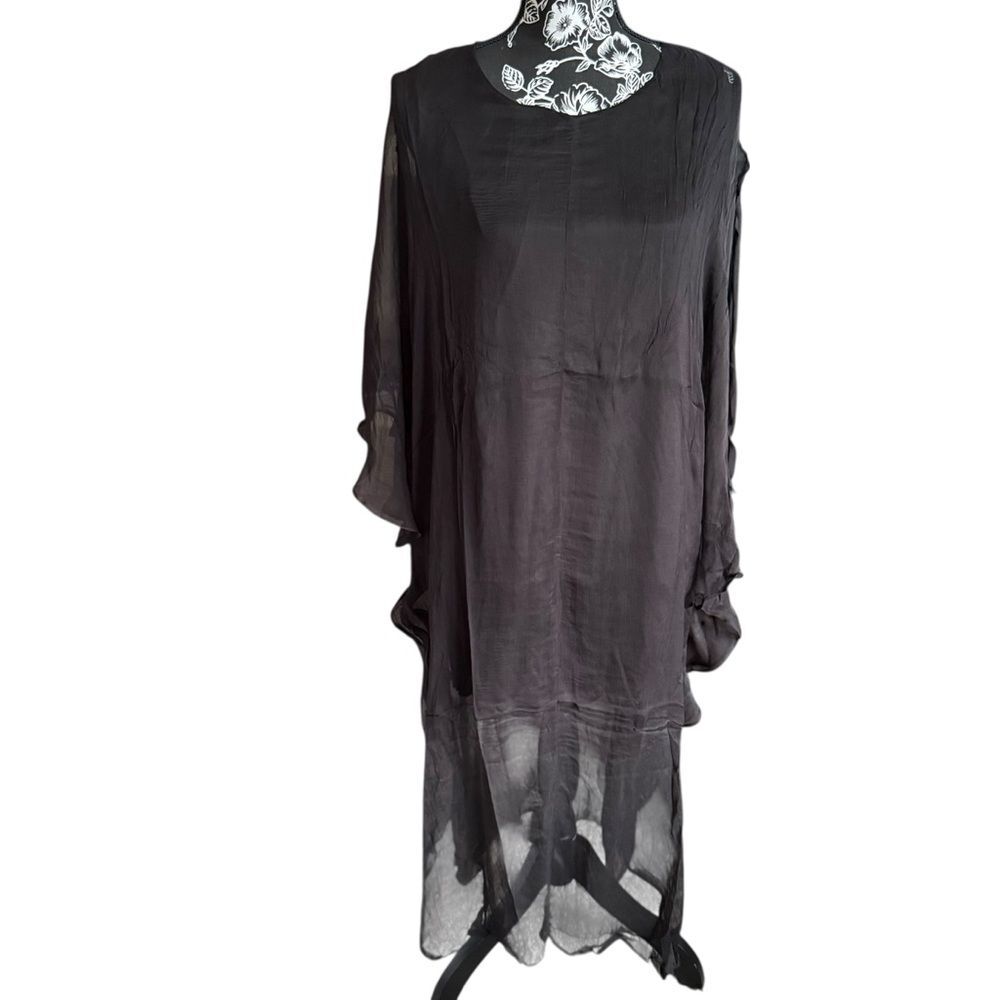 NWT Rhea Black Majesty Kaftan One Size Flowy Elegant Viscose Made in India